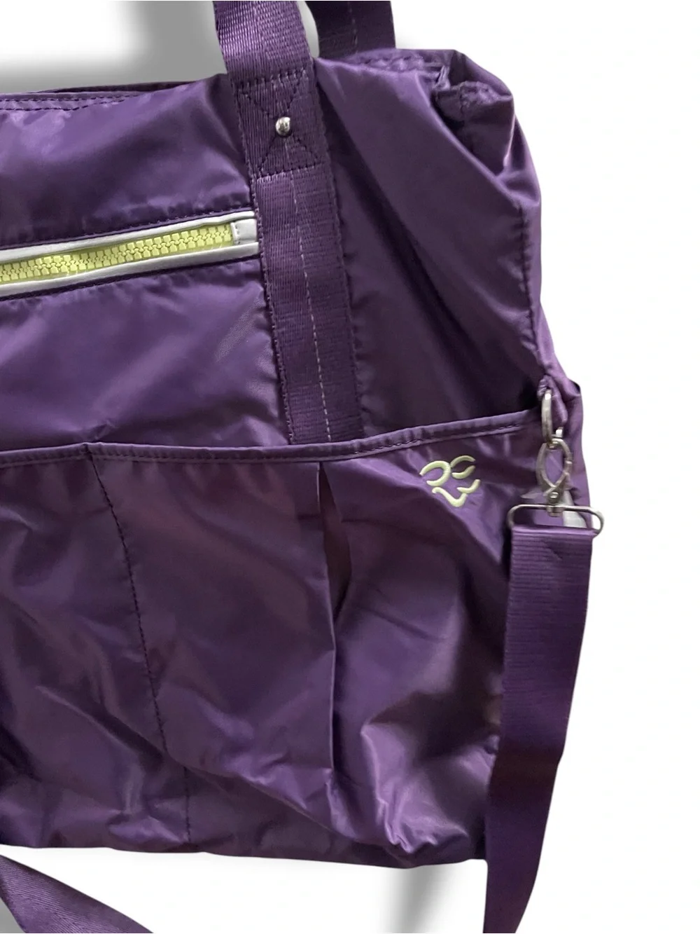 Rare Earth by Stone Mountain Nylon Travel Tote Bag Purple Lime Green